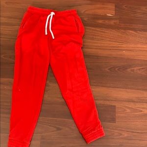 Red sweatpants